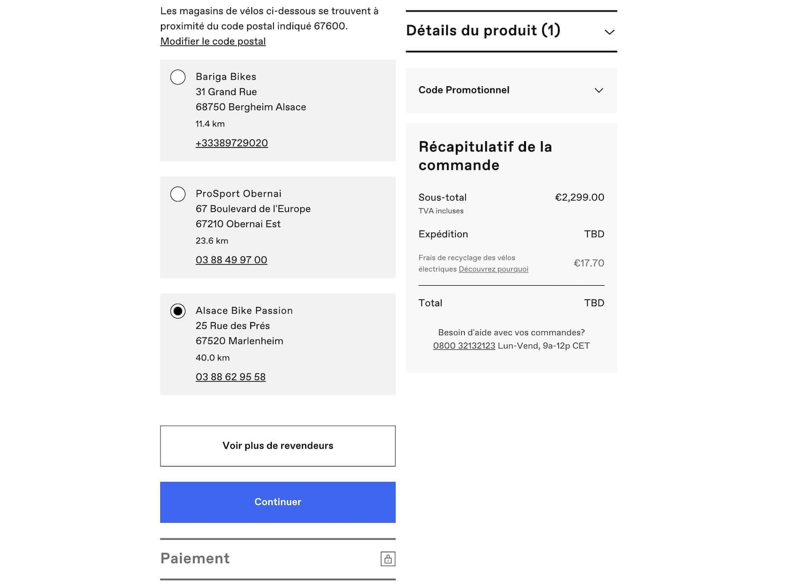 Vélo Cannondale réglé en boutique après achat en ligne