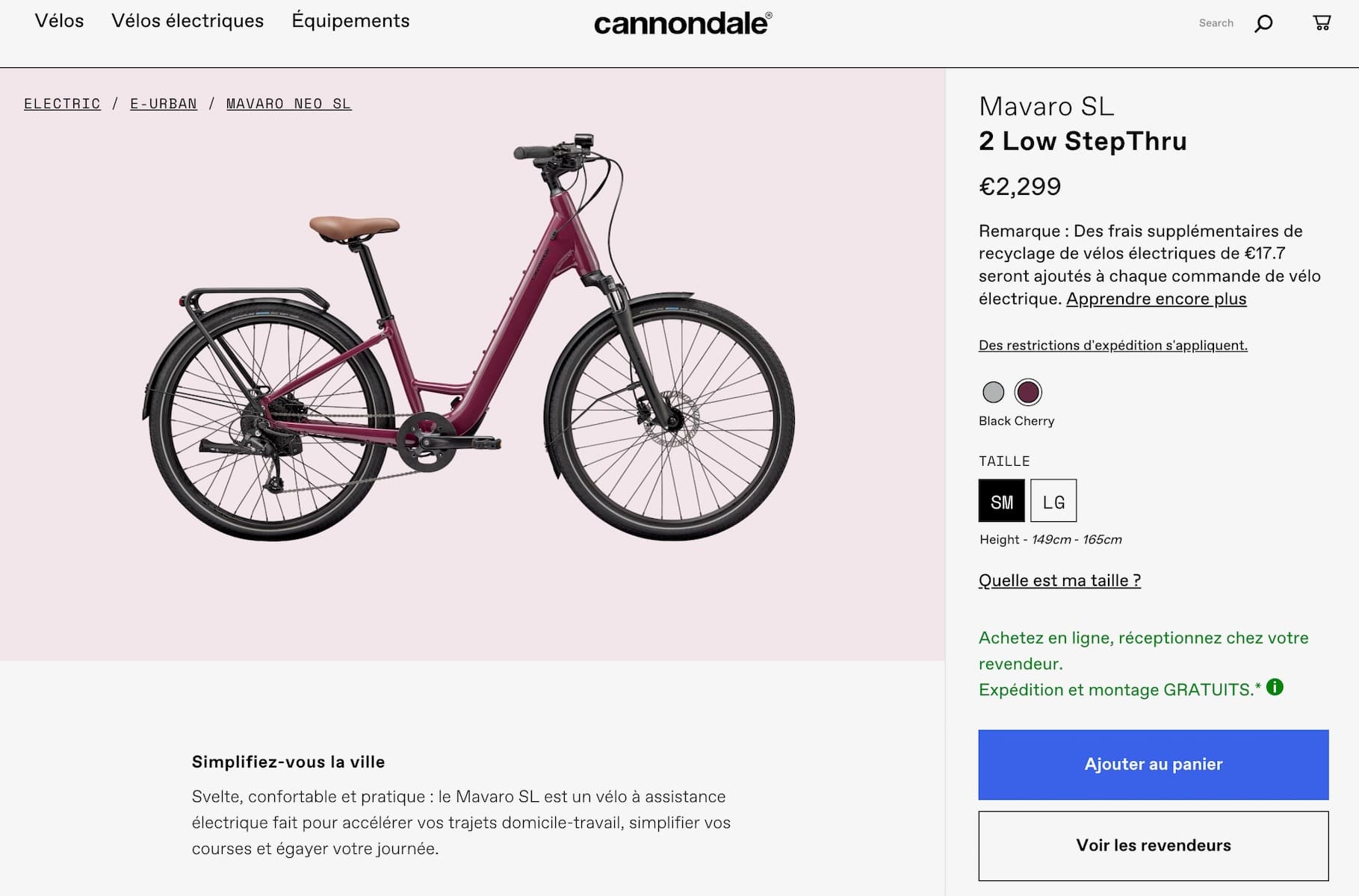 Vélo Cannondale réglé en boutique après achat en ligne