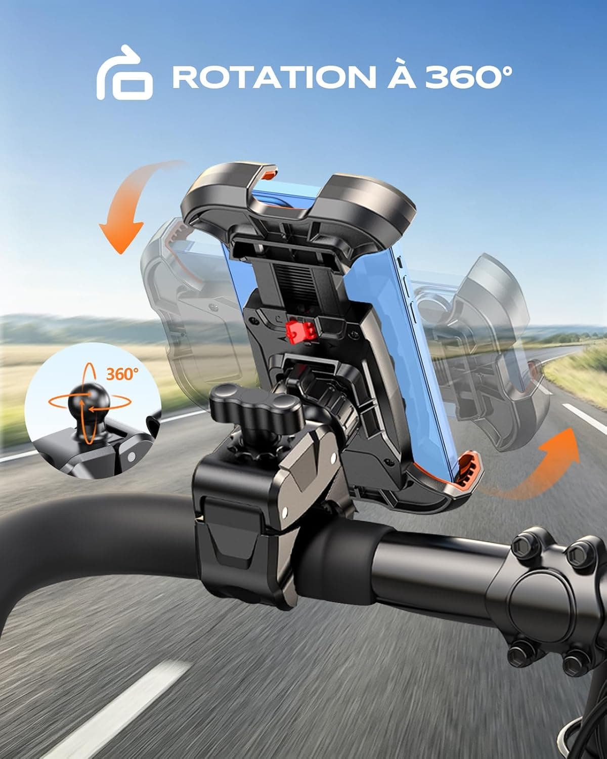 support smartphone vélo Cirycase monté sur guidon avec rotation à 360°